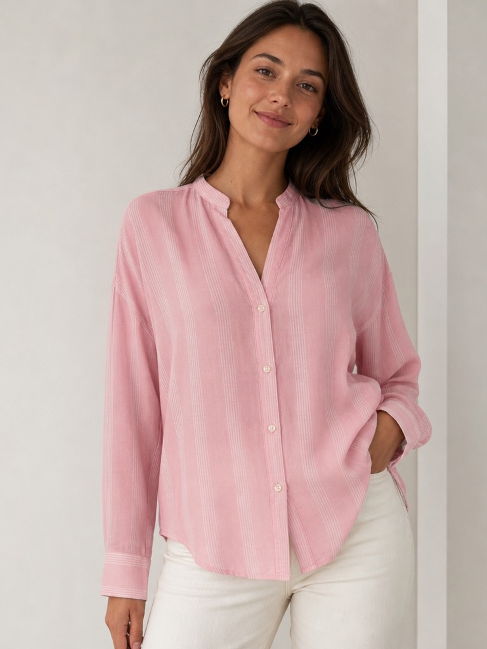 UNTUCKit Pink Vertical-Striped Button Down Shirt
